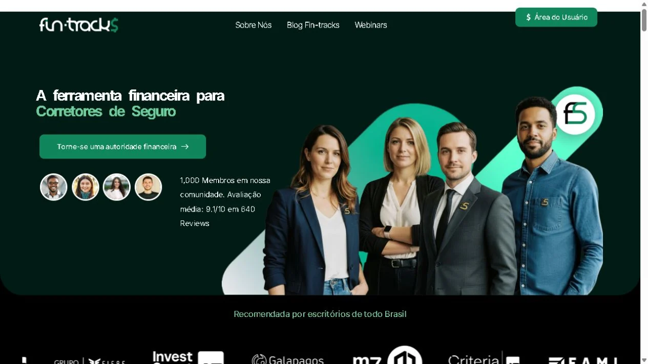 Captura real do website Fin-Tracks