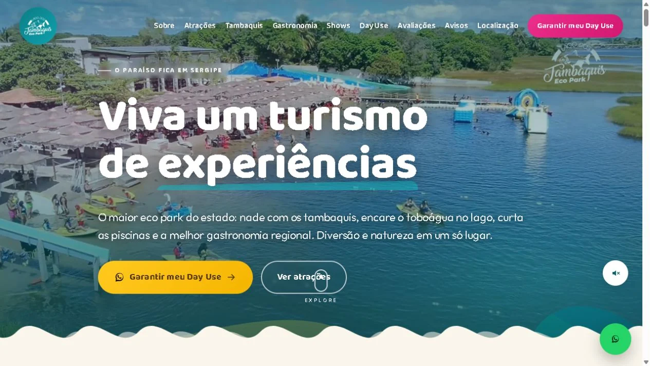 Captura real do website Lago dos Tambaquis