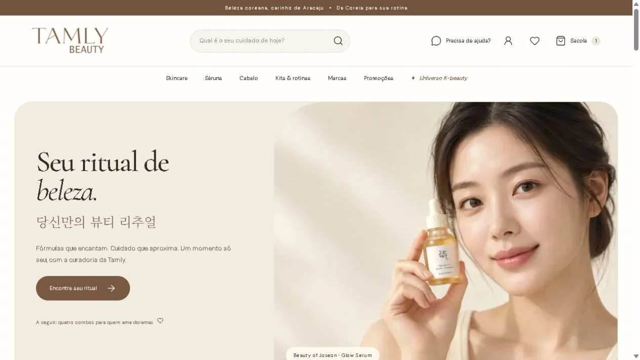 Captura real do website Tamly Beauty